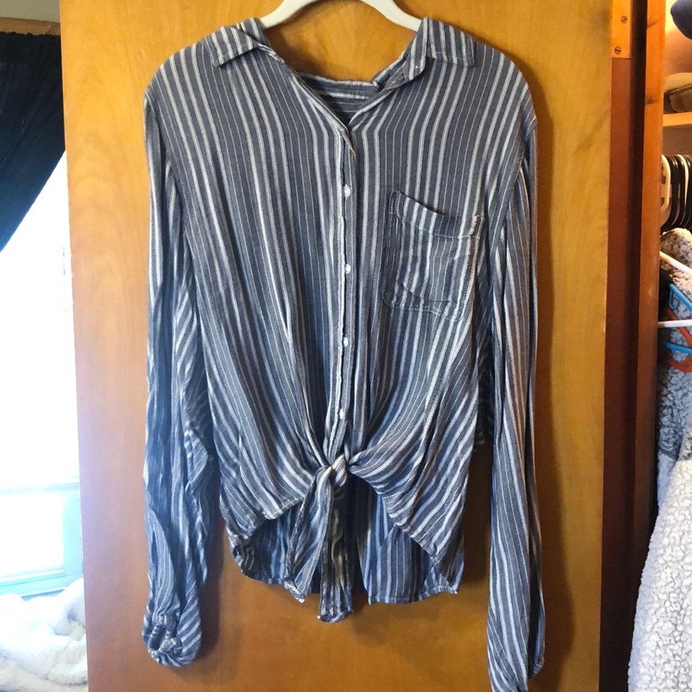 Blue & white stripped tie long sleeve